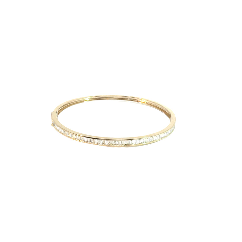 Yellow Gold Baguette Diamond Bangle Bracelet