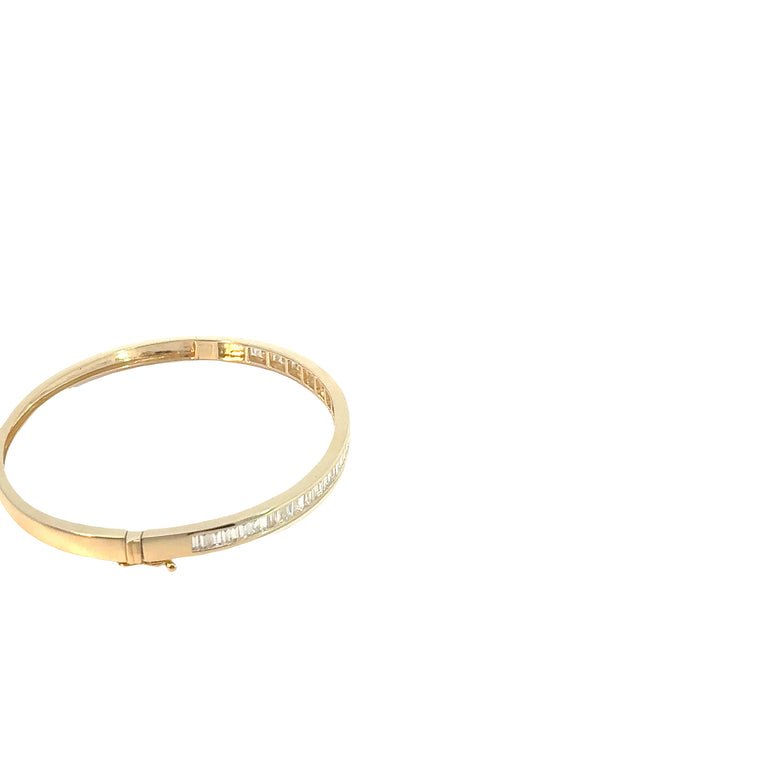 Yellow Gold Baguette Diamond Bangle Bracelet