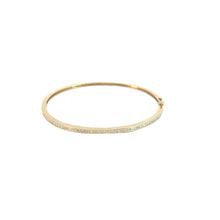 Diamond Accent Hinged Bangle in Yellow Gold