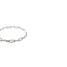 Diamond Accent Rectangular Link Chain Bracelet in White Gold