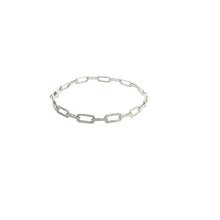 Diamond Accent Rectangular Link Chain Bracelet in White Gold
