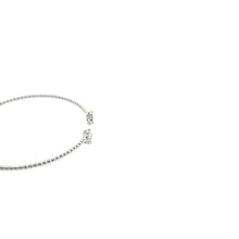 White Gold Beaded Open Bangle with Diamond Clusters