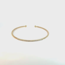 Beaded Yellow Gold Diamond Cuff Bangle Bracelet