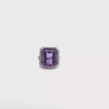 Amethyst Halo Cocktail Ring in white gold.