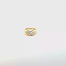 Oval Diamond East-West Signet Ring in Yellow Gold
