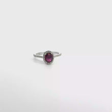 Purplish-Red Ruby Halo Ring in White Gold