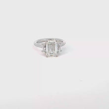 Emerald Cut Diamond Three-Stone Ring in White Gold