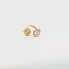 Fancy Vivid Yellow Diamond Open Shank Yellow Gold Ring