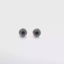 White Gold Fancy Black Diamond Halo Stud Earrings
