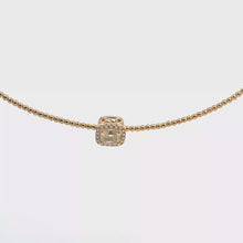 Fancy Yellow Diamond Halo Pendant on Rose Gold Beaded Chain