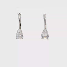 Round Diamond Lever-Back Drop Earrings in White Gold