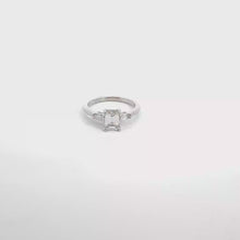 Emerald-Cut Diamond Three-Stone Ring in White Gold