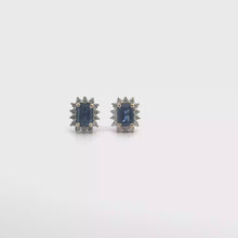 Blue Sapphire Cluster Earrings in White Gold