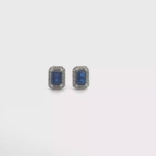 Royal Blue Sapphire Halo Stud Earrings in White Gold