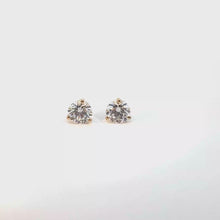 Classic Round Diamond Three-Prong Stud Earrings — Yellow Gold