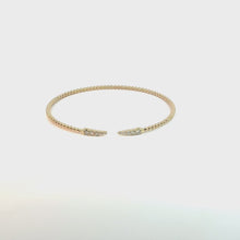 Diamond Accented Beaded Open Cuff Bracelet in Yellow Gold