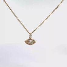Marquise Diamond Bezel Pendant Necklace in Yellow Gold
