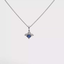 Royal Blue Sapphire Floral Pendant Necklace in White Gold