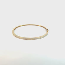 Diamond Accent Hinged Bangle in Yellow Gold