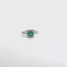 Emerald Halo Cocktail Ring in White Gold