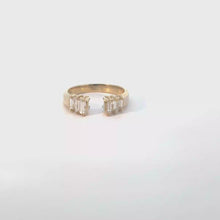 Yellow Gold Open Ring with Baguette Diamonds
