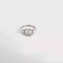 Emerald-Cut Diamond Three-Stone Ring in White Gold