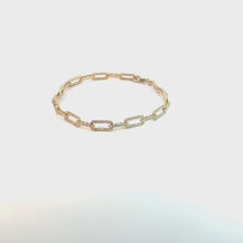 Diamond Pavé Link Chain Bracelet in Yellow Gold