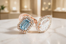 Aquamarine and Diamond Toi et Moi Ring in Rose Gold