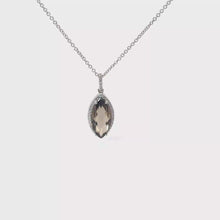 Marquise Quartz Halo Pendant Necklace in White Gold