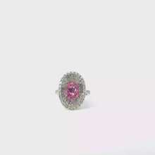 Vivid Pink Sapphire Double Halo Ring in White Gold