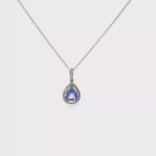 White Gold Pear Tanzanite Halo Charm Necklace