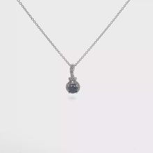 Fancy Dark Black Diamond Halo Pendant Necklace White Gold