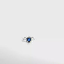 Royal Blue Sapphire Halo Cocktail Ring in White Gold