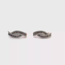 Fancy Brown Diamond Wavy Hoop Earrings in Rose Gold