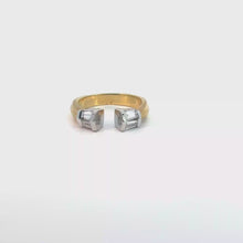 Two-Stone Open Band Diamond Ring in Yellow Gold
