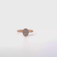 Rose Gold Diamond Oval Cluster Ring with Beaded Band