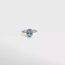 Oval Aquamarine Halo Ring in White Gold