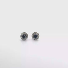 White Gold Fancy Black Diamond Halo Stud Earrings