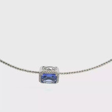Tanzanite Halo Beaded Necklace in White Gold