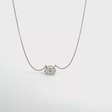 East-West Oval Diamond Solitaire Necklace in White Gold