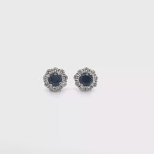 Deep Blue Sapphire and White Gold Cluster Earrings