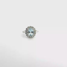 Oval Aquamarine Halo Cocktail Ring in White Gold