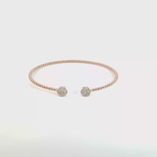 Diamond Cluster Beaded Cuff Bangle in Rose Gold