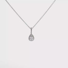 White Gold Pear Diamond Halo Pendant Necklace