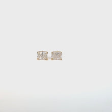 Radiant Cut Diamond Stud Earrings in Yellow Gold
