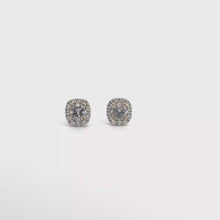 Cushion Halo Diamond Stud Earrings in White Gold
