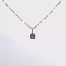 Purplish-Red Ruby Pendant Necklace in White Gold