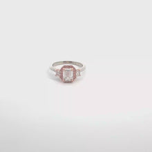 14k White and Rose Gold Multistone Ring with Emerald Cut Diamond- CVD