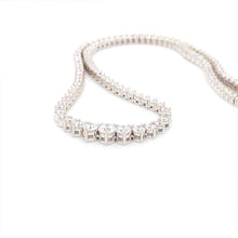 14K White Gold 7 1/2 CT Round Brilliant Cut Lab-Grown Diamond 161 Stone Riviera Diamond Tennis Necklace