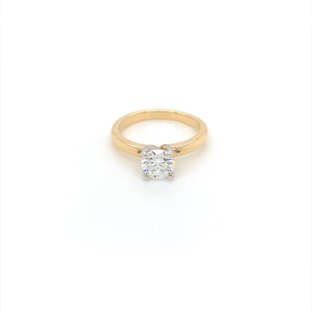 14K Yellow Gold 1 1/10 CT Round Brilliant Cut Colorless Lab-Grown Diamond Solitaire Engagement Ring